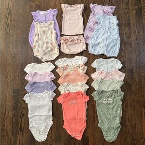 9 Month Baby Girl Bodysuit and Romper Bundle